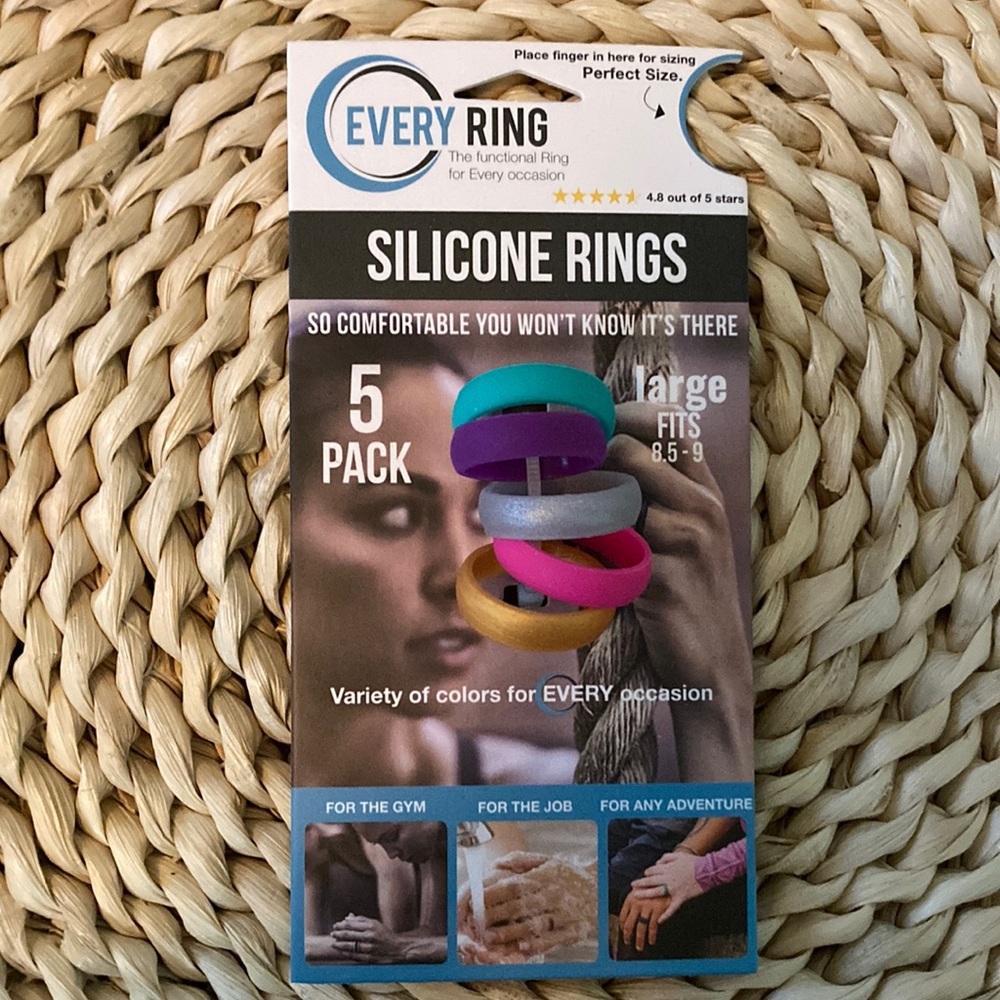 Silicone Rings 5 Pack Size Large Wedding Band Engagement Ring Alternative